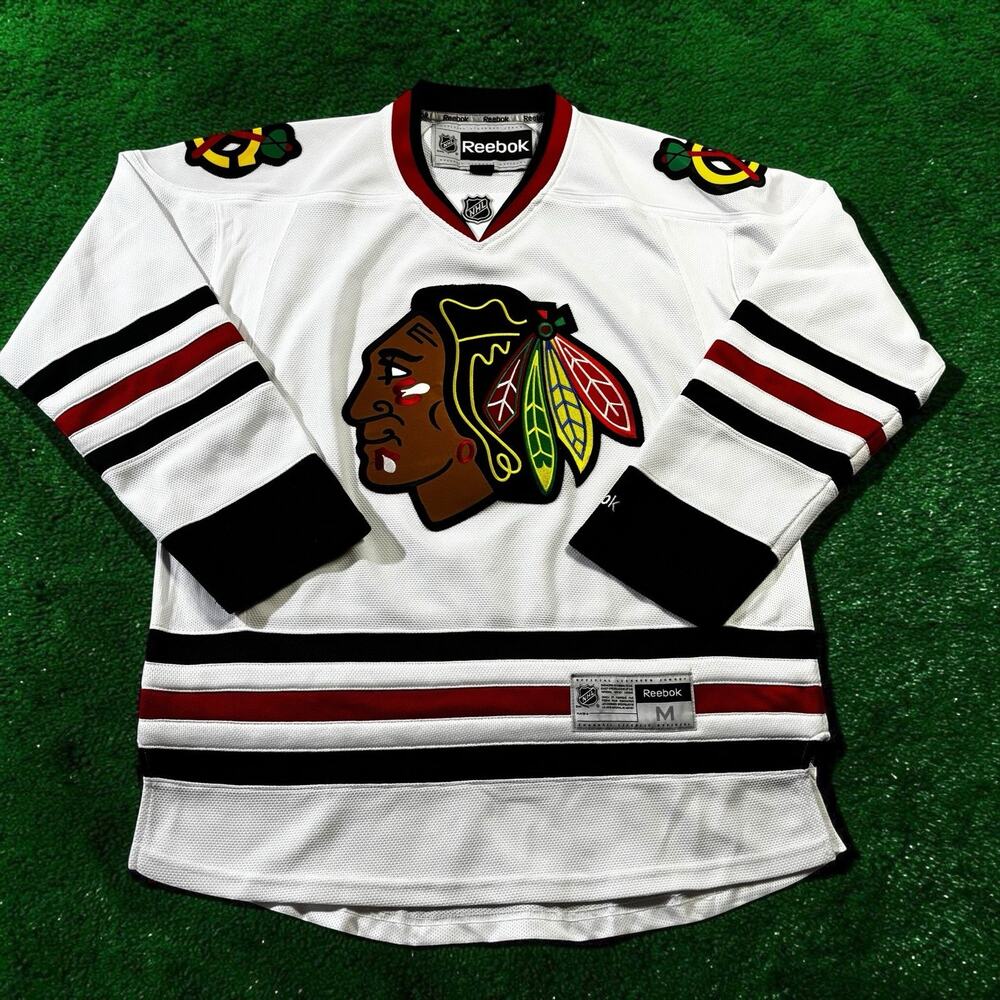 Reebok Premier Chicago Blackhawks NHL Hockey Jersey White Away Blank Men’s M